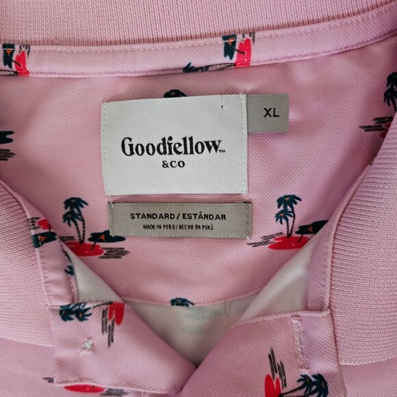 Goodfellow & Co Men's Pink Island Printed Short Sleeve Performance Polo Shirt XL - Picture 6 of 11